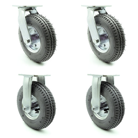 SERVICE CASTER 8 Inch Gray Pneumatic Wheel Caster Swivel 2 Rigid, 2PK SCC-100S280-PNB-GRY-2-R280-2